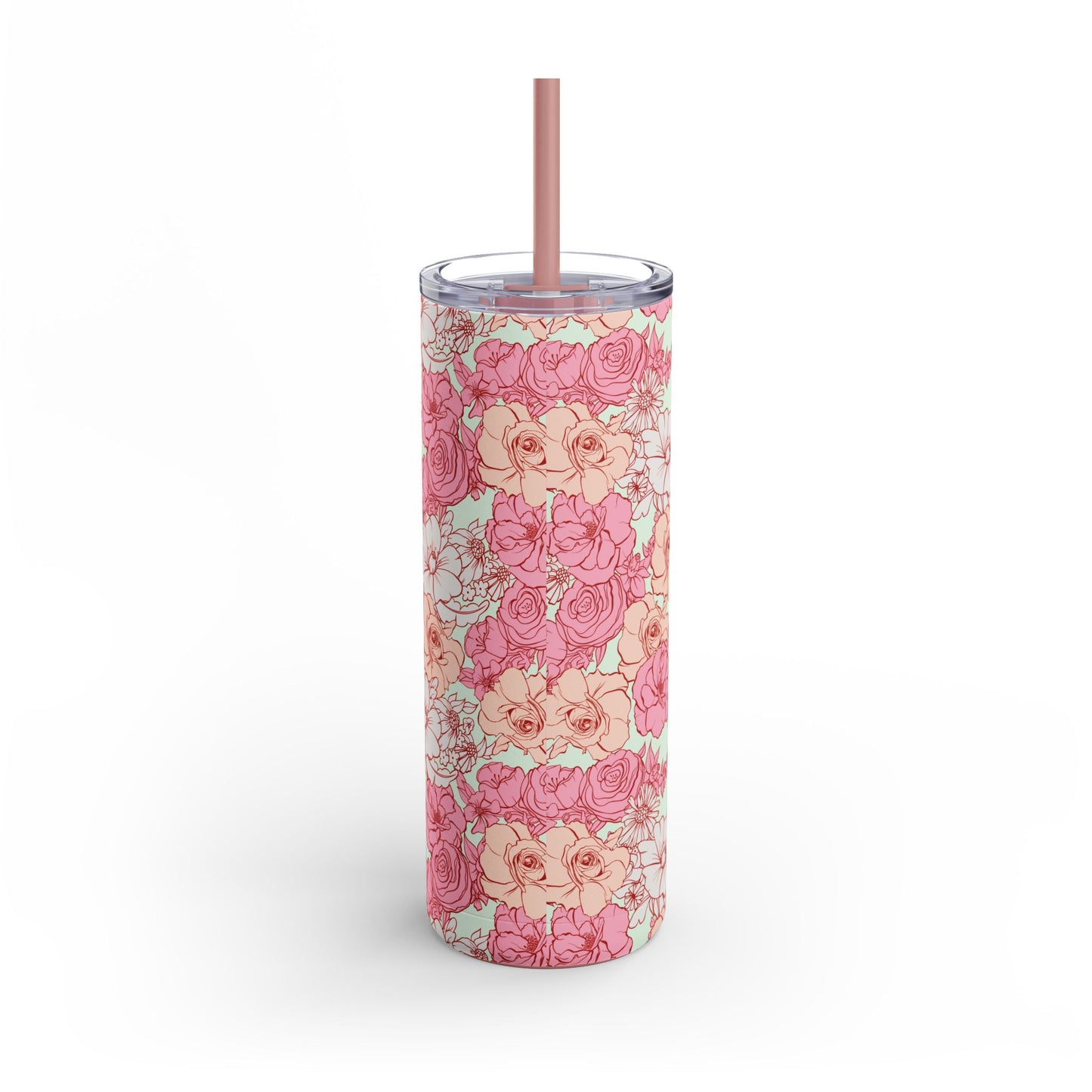 Floral Skinny Tumbler - 20oz Matte Drinkware for Elegant Sips