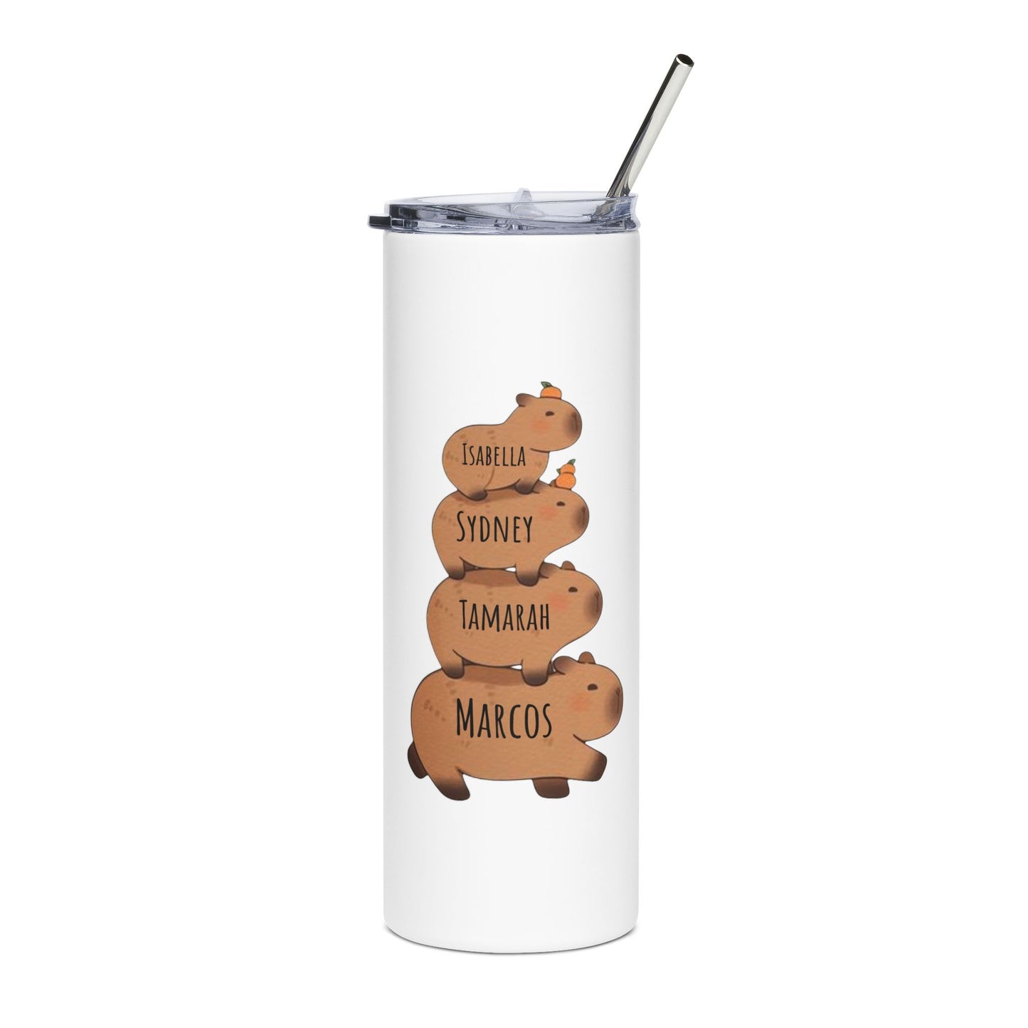 Personalized Family Tumbler - Cute Capybara Design, 20oz Stainless Steel
