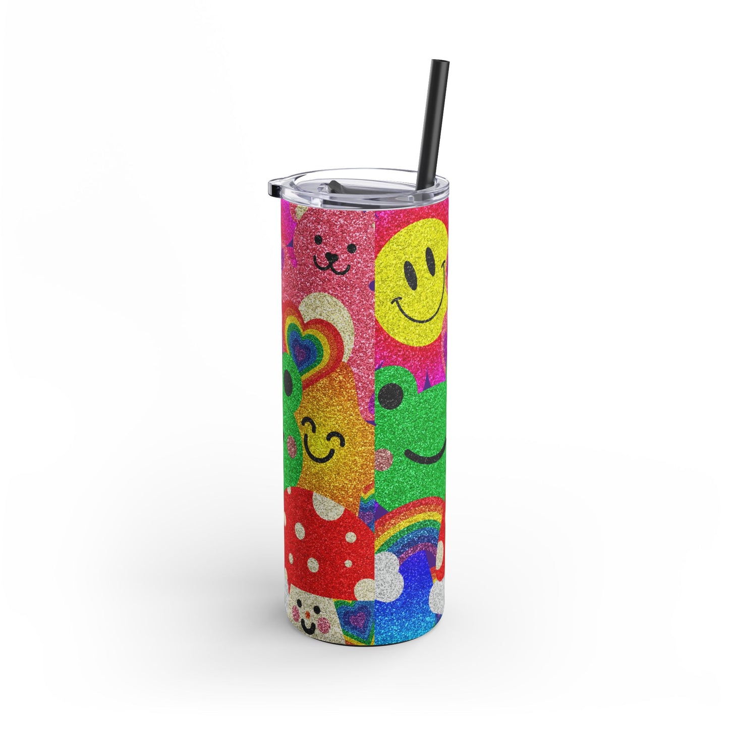 Colorful Glitter Smile Tumbler - 20oz | Fun Drinkware for Happy Vibes