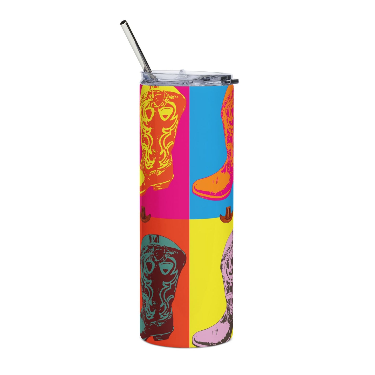 Colorful Cowboy Boot Tumbler - 20oz Stainless Steel Travel Mug