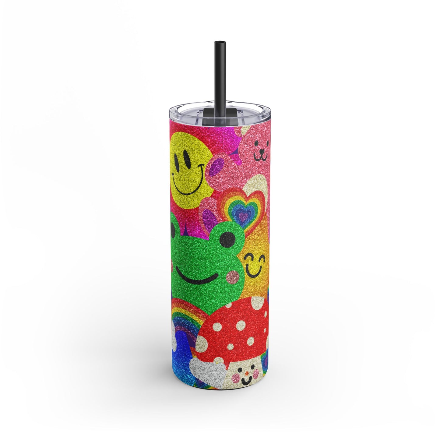 Colorful Glitter Smile Tumbler - 20oz | Fun Drinkware for Happy Vibes