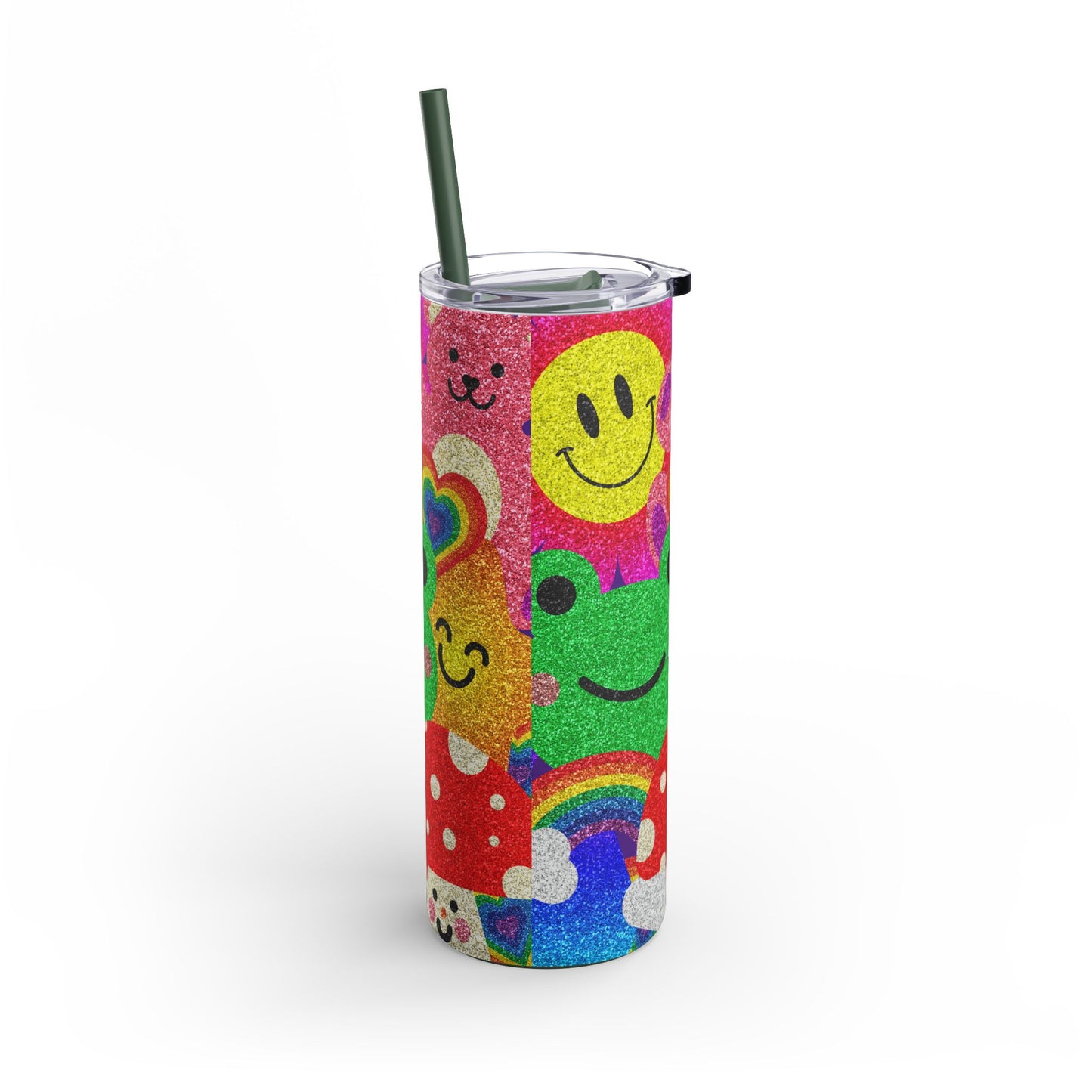 Colorful Glitter Smile Tumbler - 20oz | Fun Drinkware for Happy Vibes
