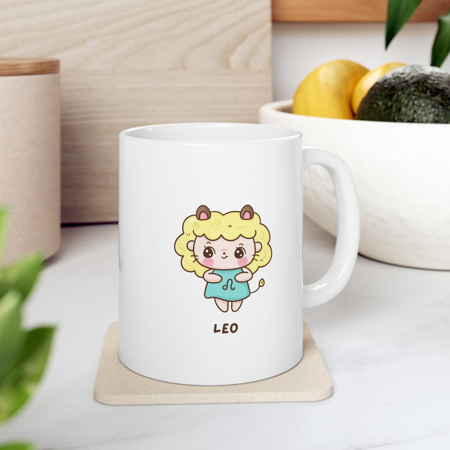 Cheerful Cartoon Character Ceramic Mug - Leo