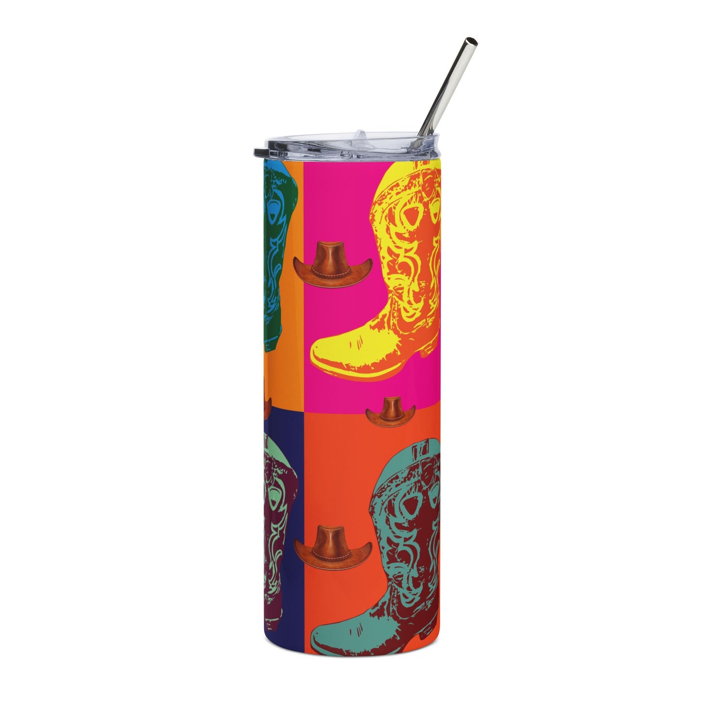 Colorful Cowboy Boot Tumbler - 20oz Stainless Steel Travel Mug