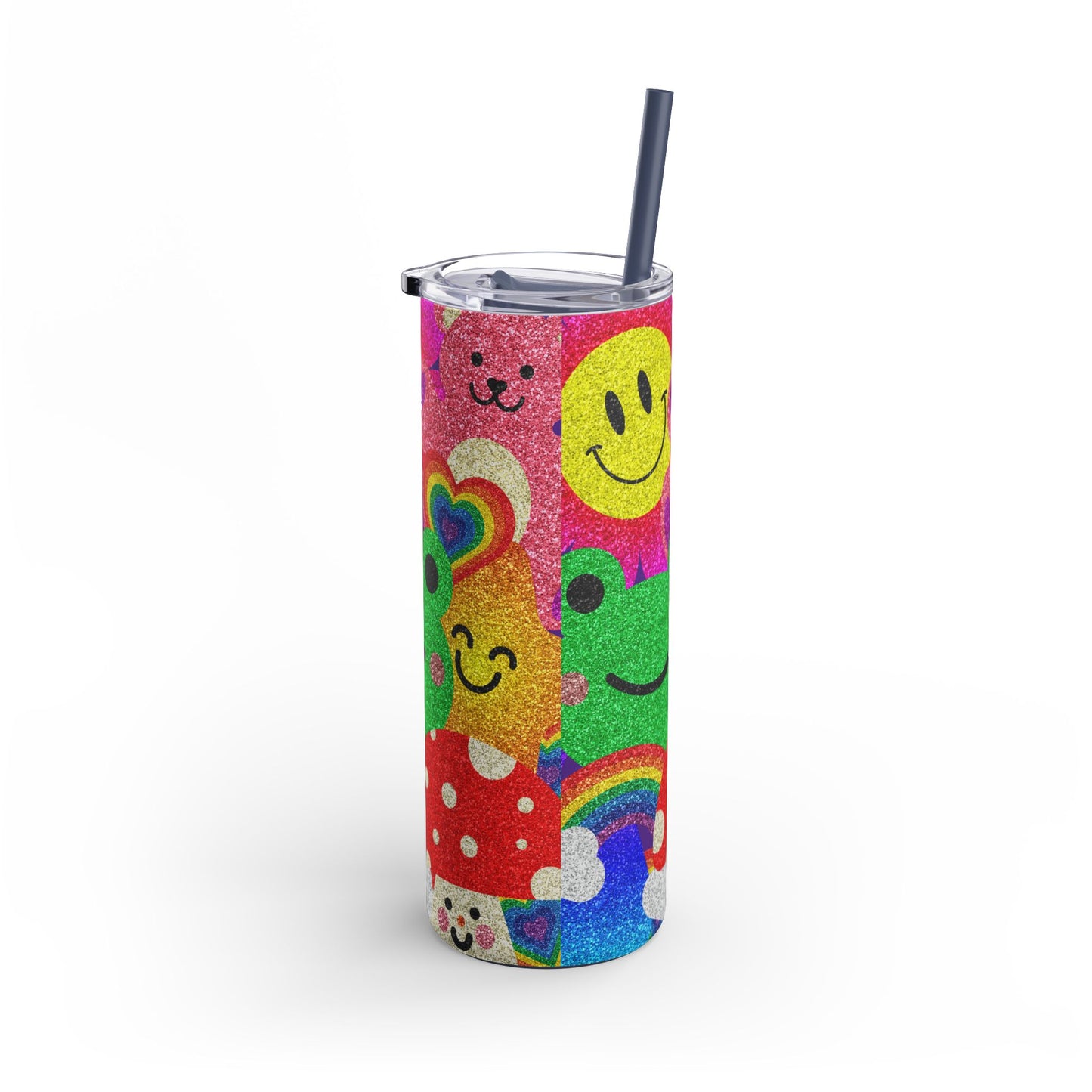 Colorful Glitter Smile Tumbler - 20oz | Fun Drinkware for Happy Vibes