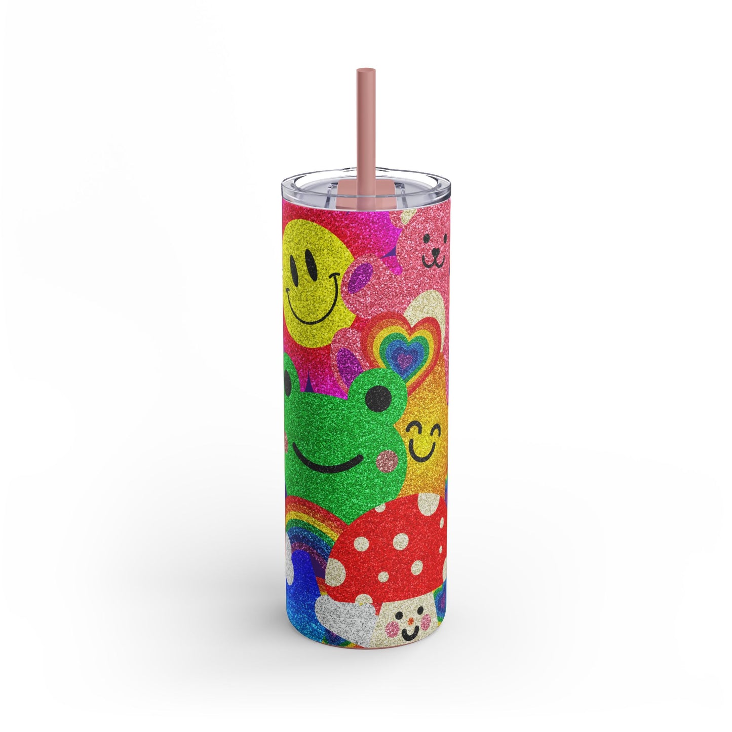 Colorful Glitter Smile Tumbler - 20oz | Fun Drinkware for Happy Vibes