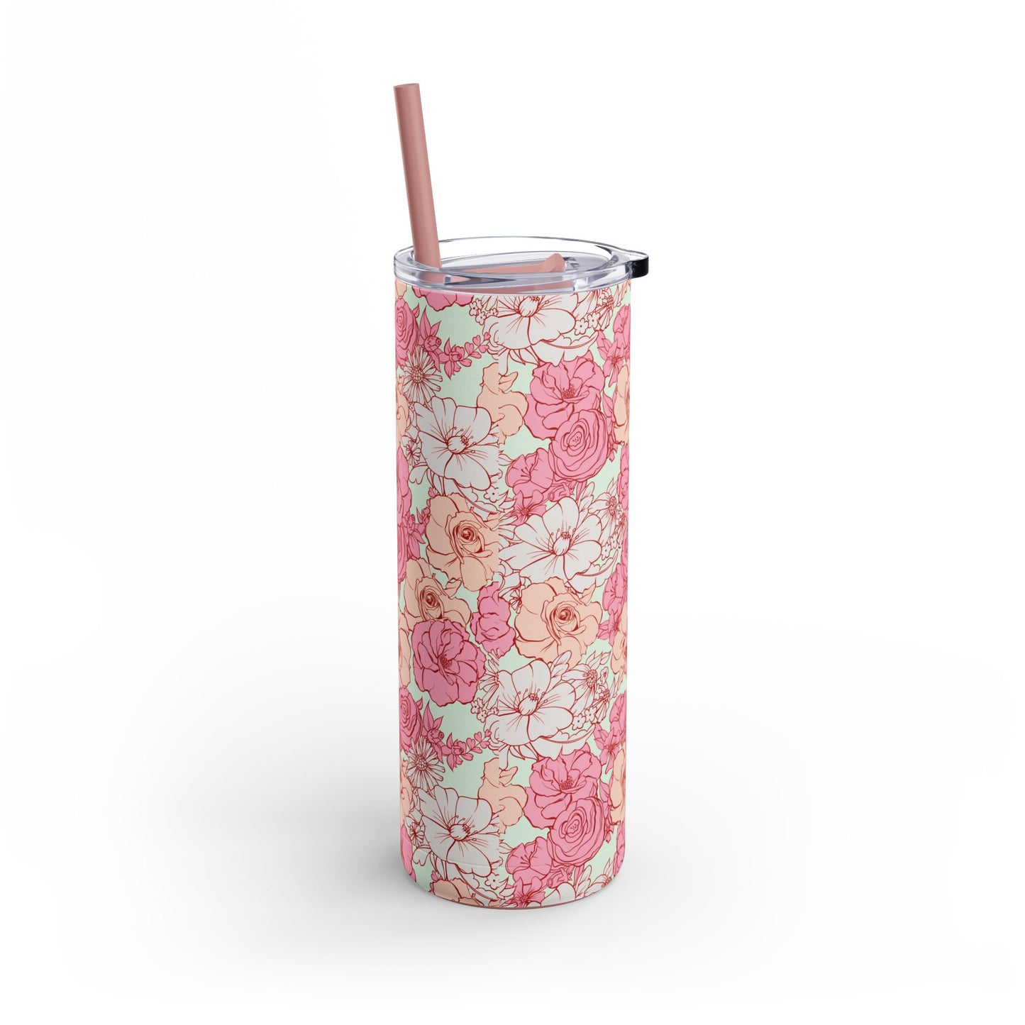 Floral Skinny Tumbler - 20oz Matte Drinkware for Elegant Sips