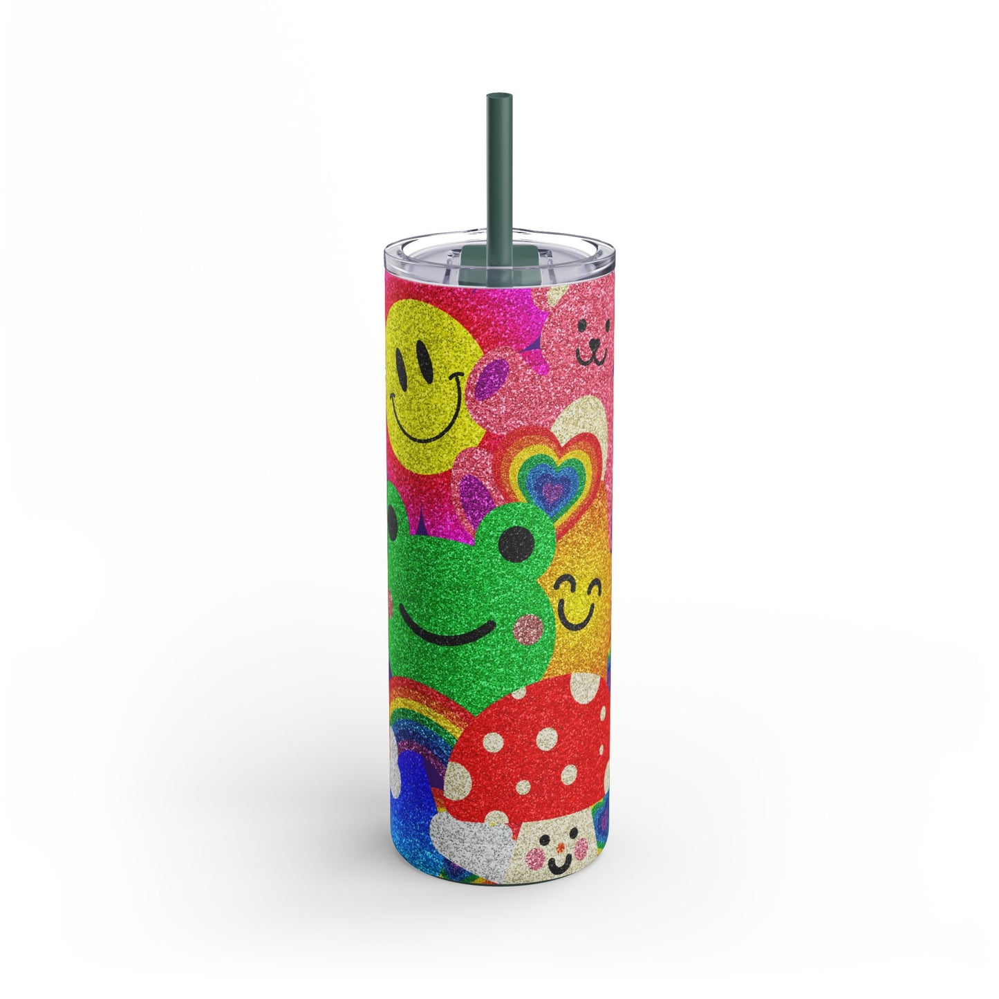 Colorful Glitter Smile Tumbler - 20oz | Fun Drinkware for Happy Vibes