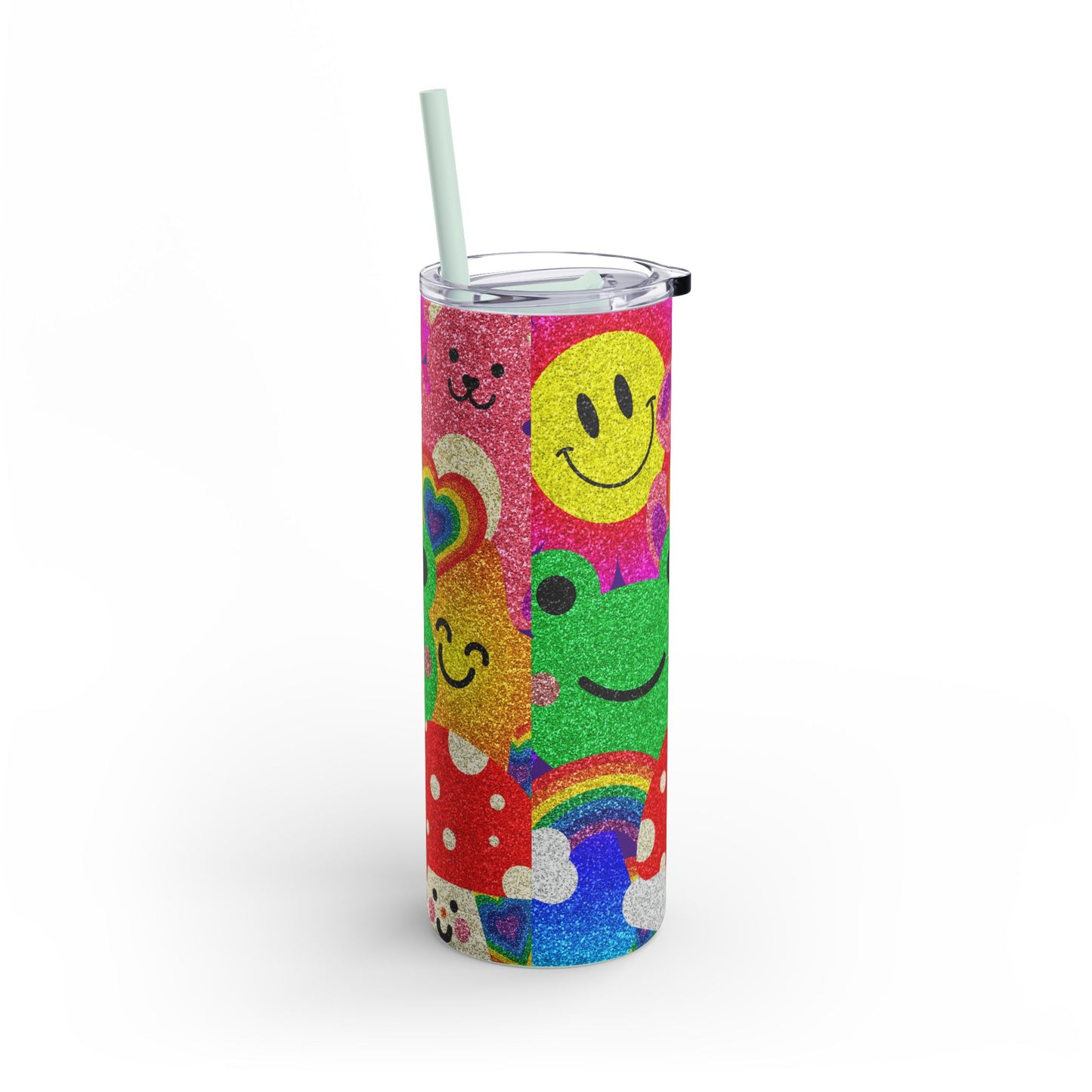 Colorful Glitter Smile Tumbler - 20oz | Fun Drinkware for Happy Vibes