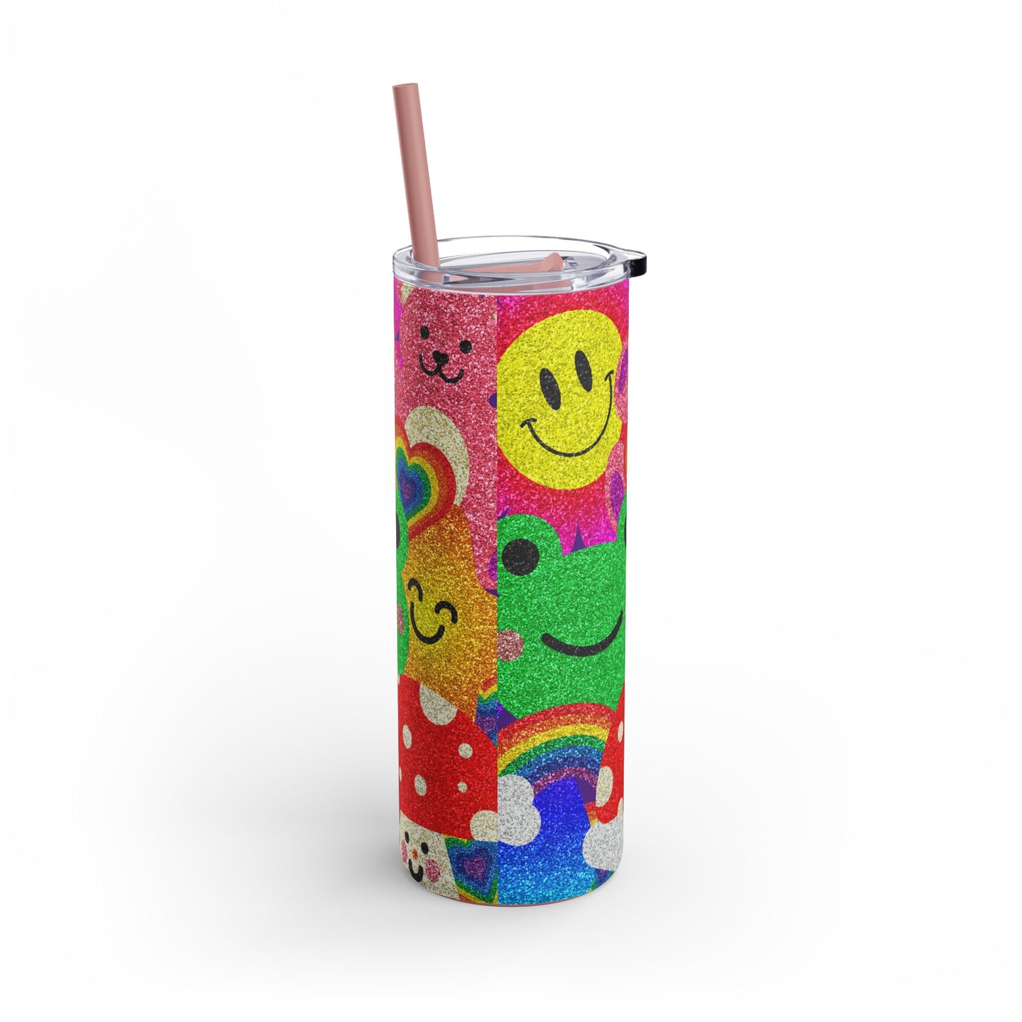 Colorful Glitter Smile Tumbler - 20oz | Fun Drinkware for Happy Vibes