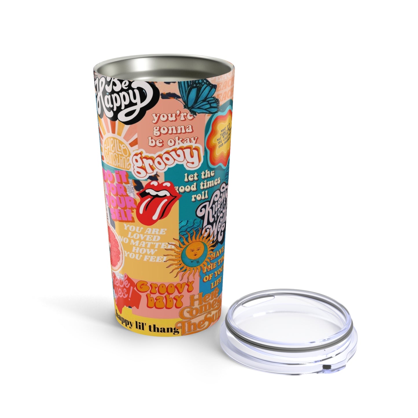 Vibrant Inspirational Tumbler | Groovy Travel Mug | Motivational Drinkware | Positive Vibes Cup | Gifts for Her | Summer Hydration