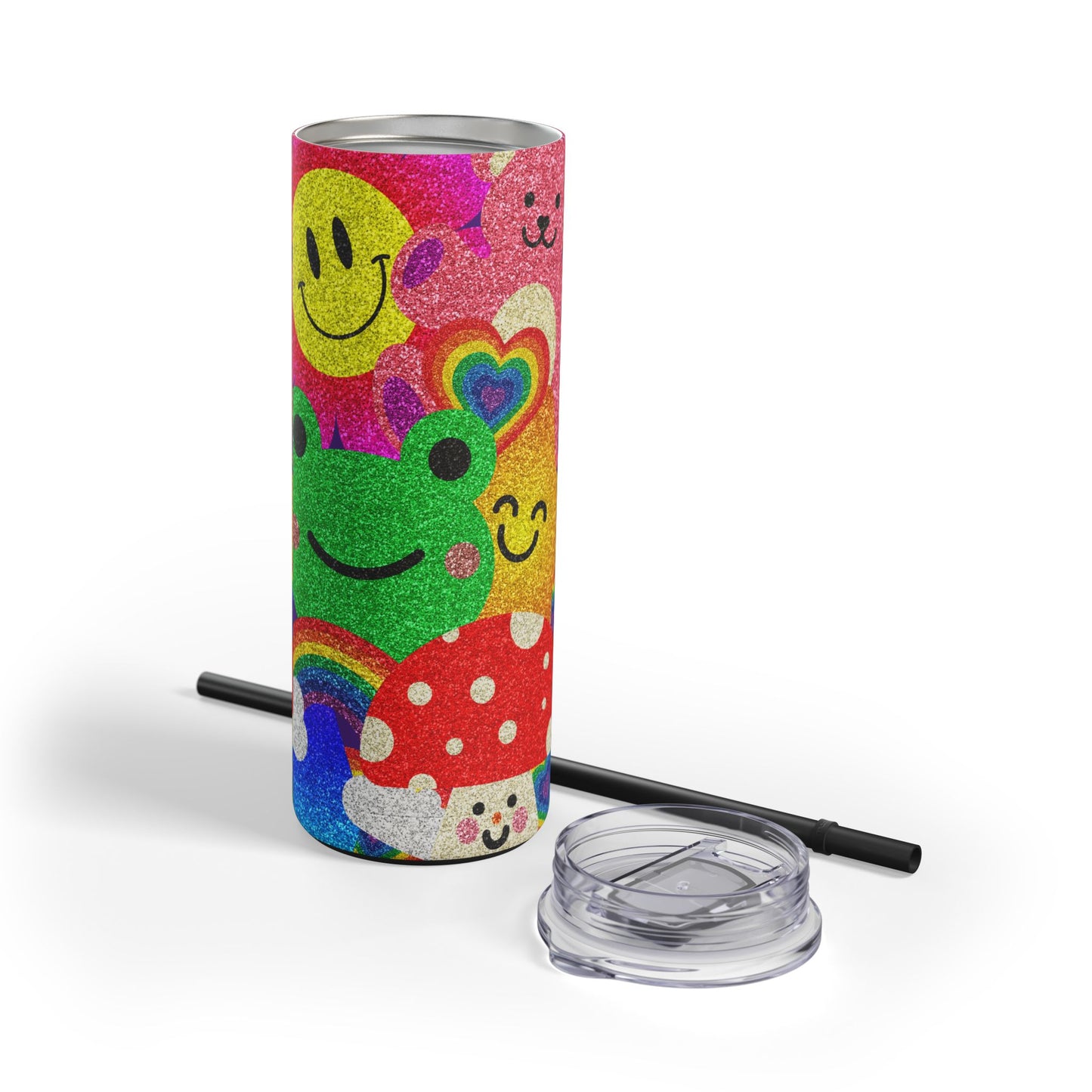 Colorful Glitter Smile Tumbler - 20oz | Fun Drinkware for Happy Vibes