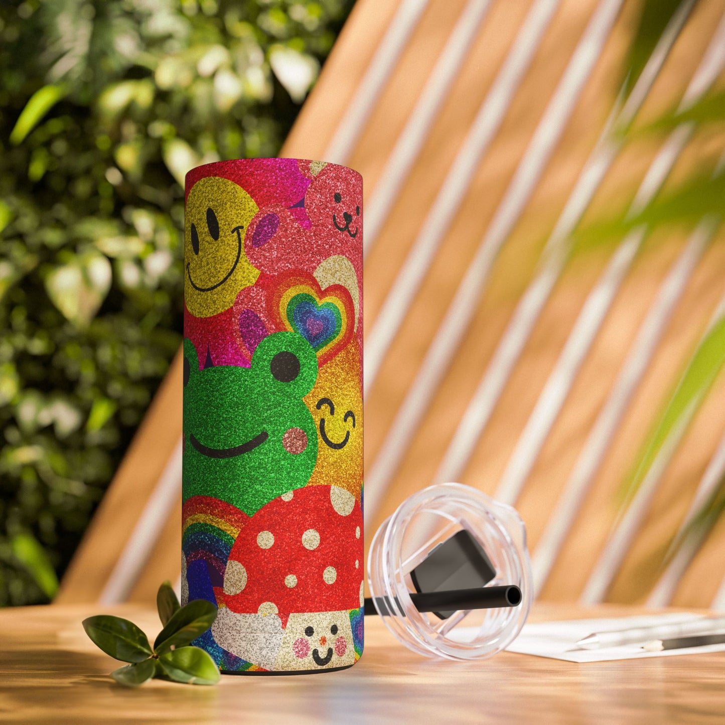 Colorful Glitter Smile Tumbler - 20oz | Fun Drinkware for Happy Vibes