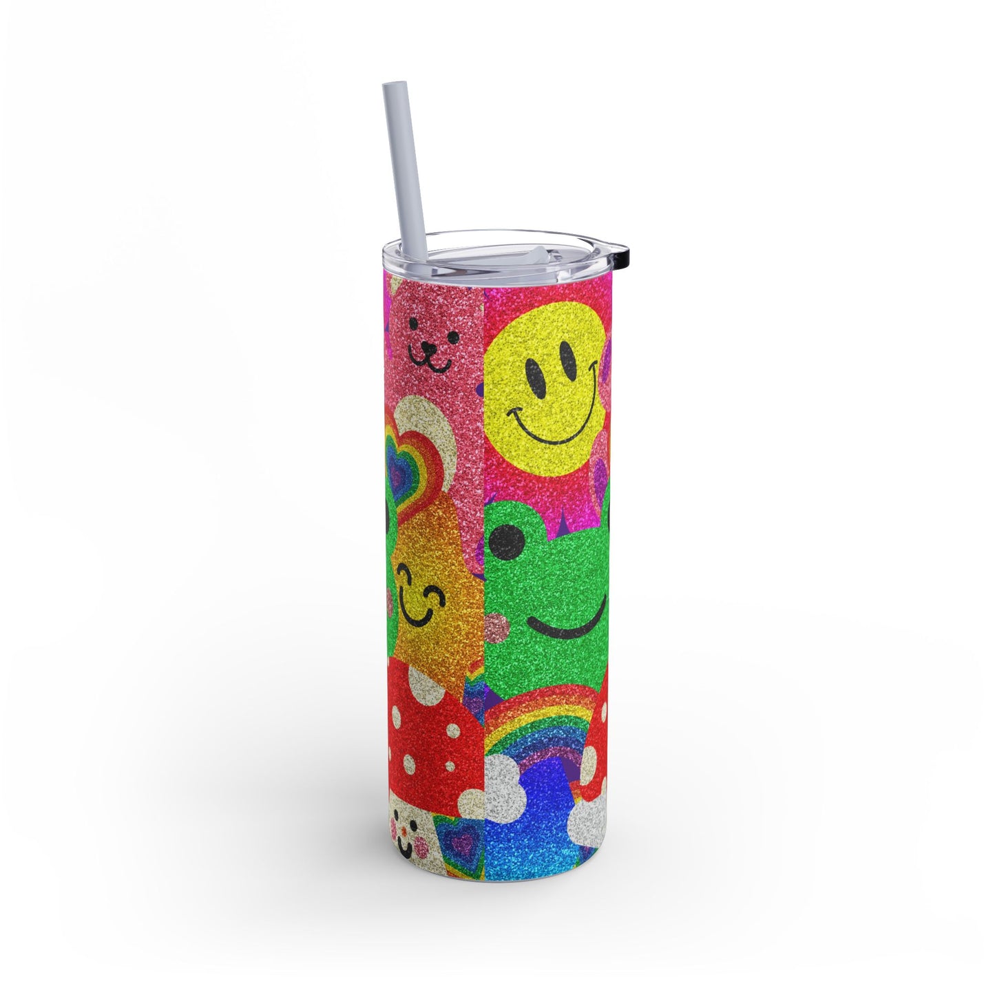 Colorful Glitter Smile Tumbler - 20oz | Fun Drinkware for Happy Vibes