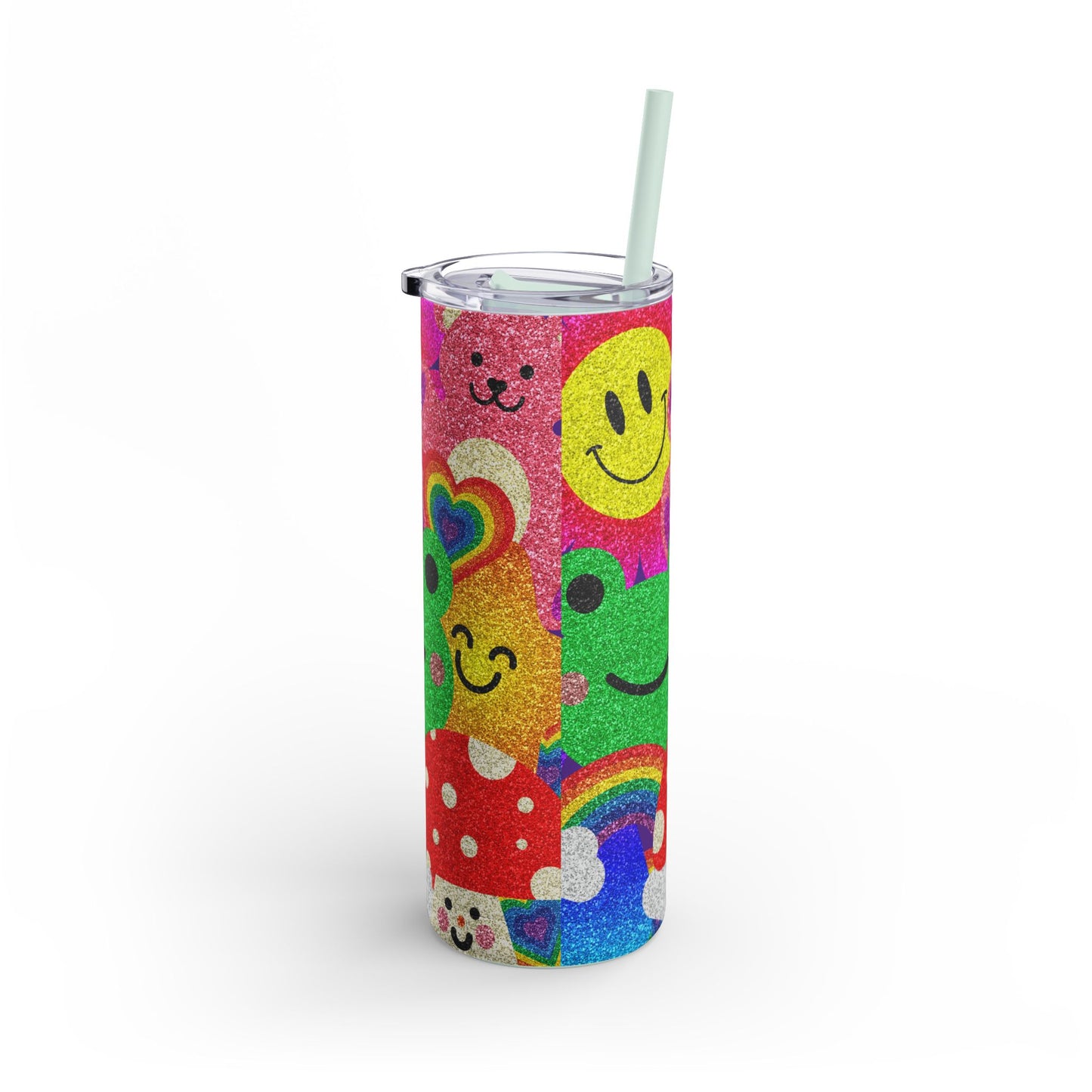 Colorful Glitter Smile Tumbler - 20oz | Fun Drinkware for Happy Vibes