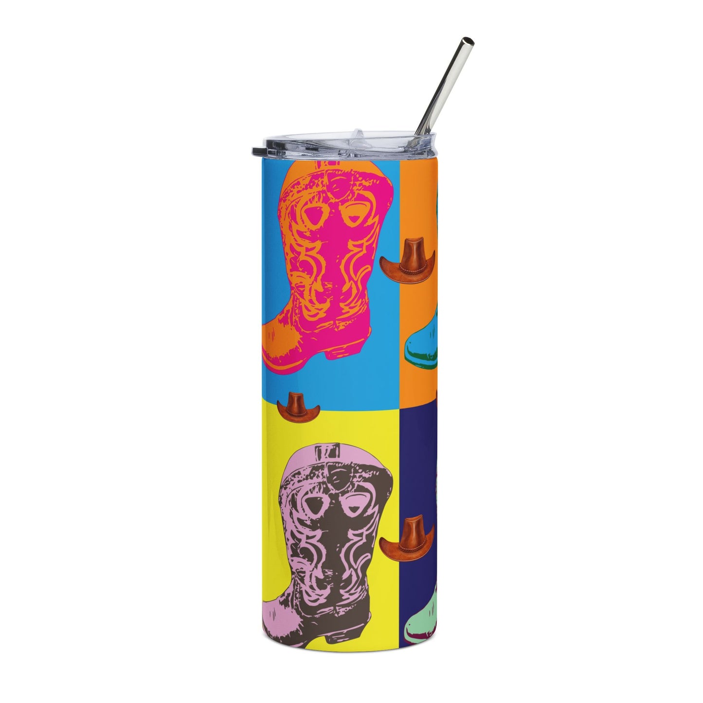 Colorful Cowboy Boot Tumbler - 20oz Stainless Steel Travel Mug