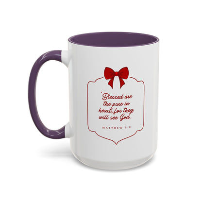 Inspirational Scripture Coffee Mug - "Blessed are the pure in heart" (Accent, 11/15oz)