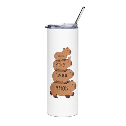 Personalized Family Tumbler - Cute Capybara Design, 20oz Stainless Steel