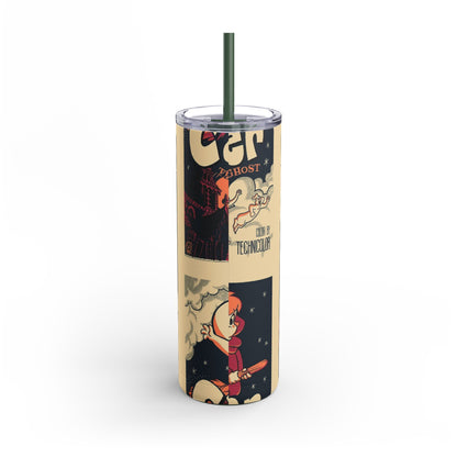 Casper Inspired Skinny Tumbler | 20oz Matte Travel Mug | Ghost Theme Drinkware for Halloween, Gift for Kids, Cute Collectible, Party Favors
