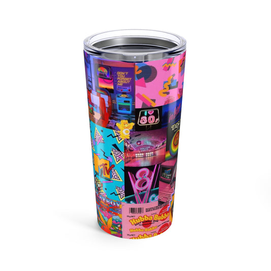 Retro Vibe Tumbler, 80s Aesthetic Travel Mug, Colorful Insulated Flask, Vintage Style Drinkware, Perfect Gift for Nostalgic Friends