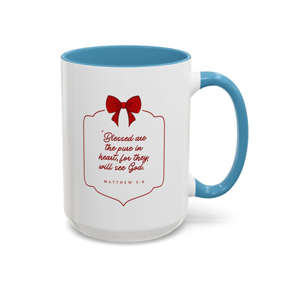 Inspirational Scripture Coffee Mug - "Blessed are the pure in heart" (Accent, 11/15oz)