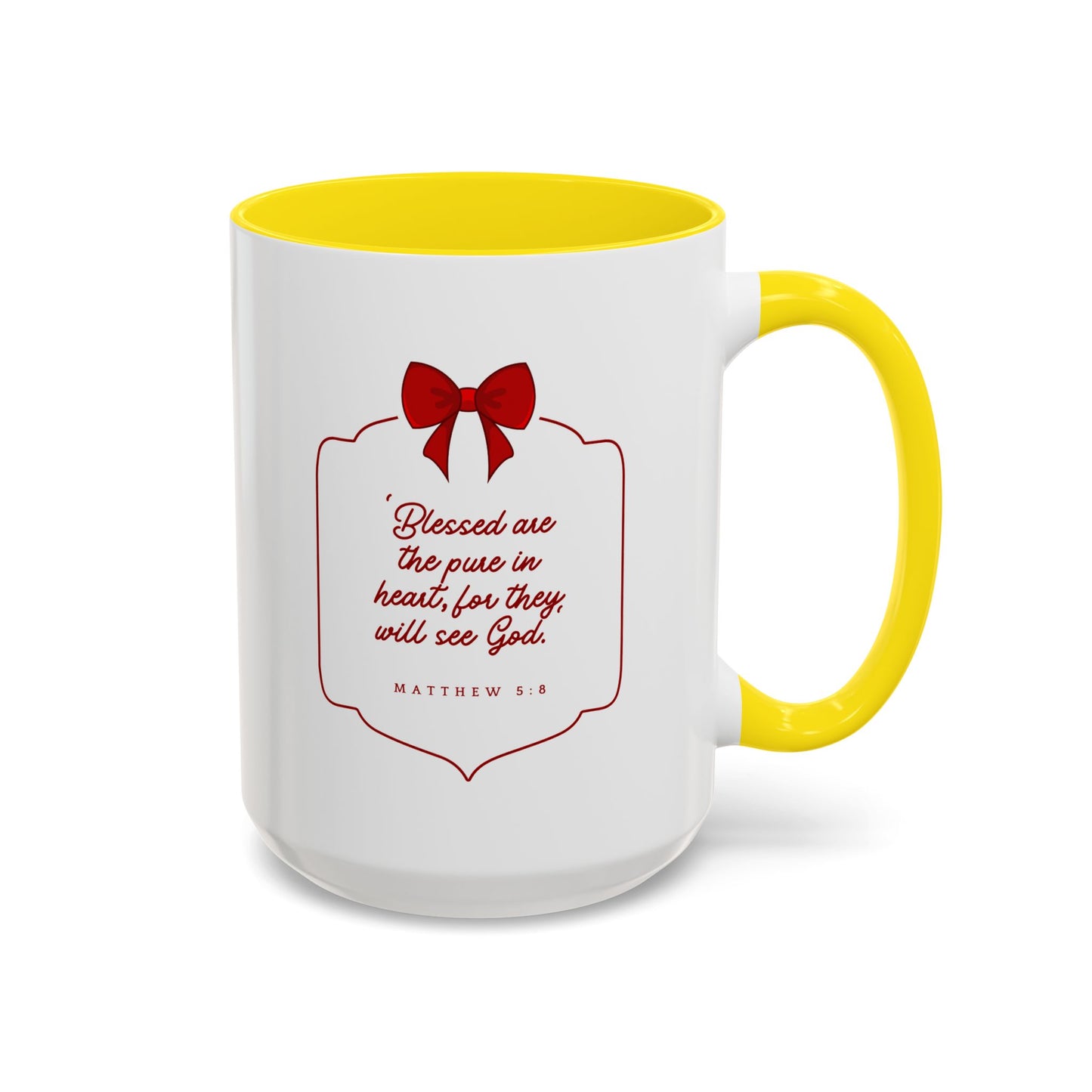 Inspirational Scripture Coffee Mug - "Blessed are the pure in heart" (Accent, 11/15oz)