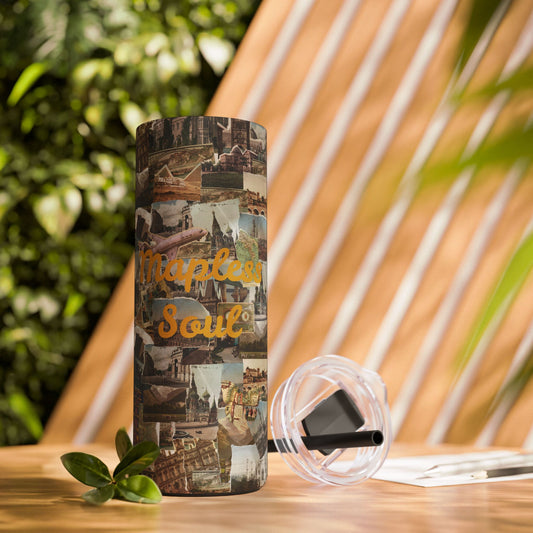 Whimsical Travel Matted Tumbler, Personalized Gift, Travel Lover Water Bottle, Adventure Mug, Summer Vibes Container, Unique Souvenir Cup