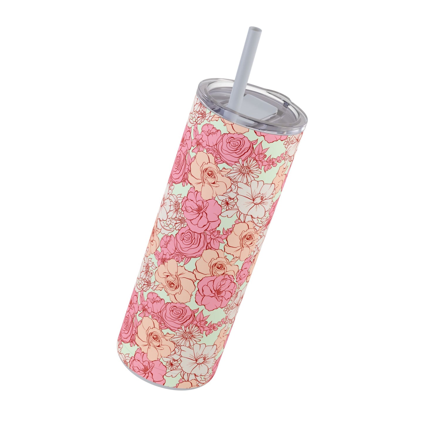 Floral Skinny Tumbler - 20oz Matte Drinkware for Elegant Sips