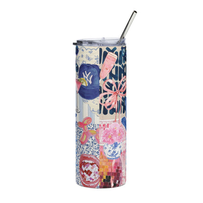 Chic Floral Stainless Steel Tumbler, 20oz | Drinkware for Parties, Gifts, Home, Travel Mugs, Summer Vibes, Sipping in Style