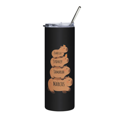 Personalized Family Tumbler - Cute Capybara Design, 20oz Stainless Steel