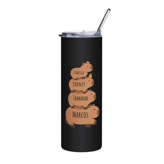 Personalized Family Tumbler - Cute Capybara Design, 20oz Stainless Steel