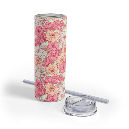 Floral Skinny Tumbler - 20oz Matte Drinkware for Elegant Sips