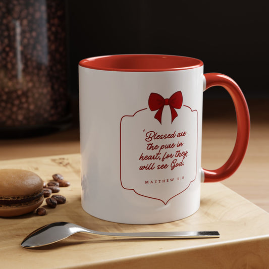 Inspirational Scripture Coffee Mug - "Blessed are the pure in heart" (Accent, 11/15oz)