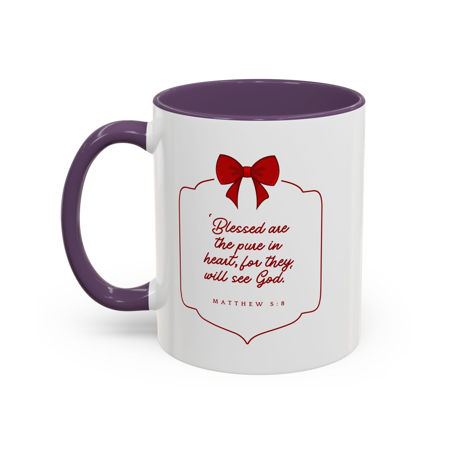 Inspirational Scripture Coffee Mug - "Blessed are the pure in heart" (Accent, 11/15oz)