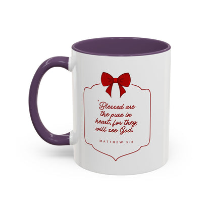 Inspirational Scripture Coffee Mug - "Blessed are the pure in heart" (Accent, 11/15oz)