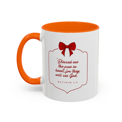 Inspirational Scripture Coffee Mug - "Blessed are the pure in heart" (Accent, 11/15oz)