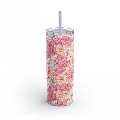 Floral Skinny Tumbler - 20oz Matte Drinkware for Elegant Sips