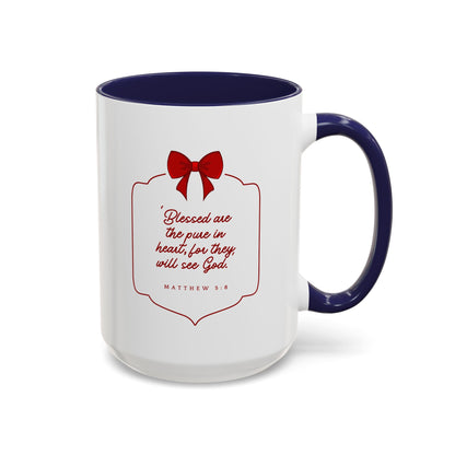 Inspirational Scripture Coffee Mug - "Blessed are the pure in heart" (Accent, 11/15oz)