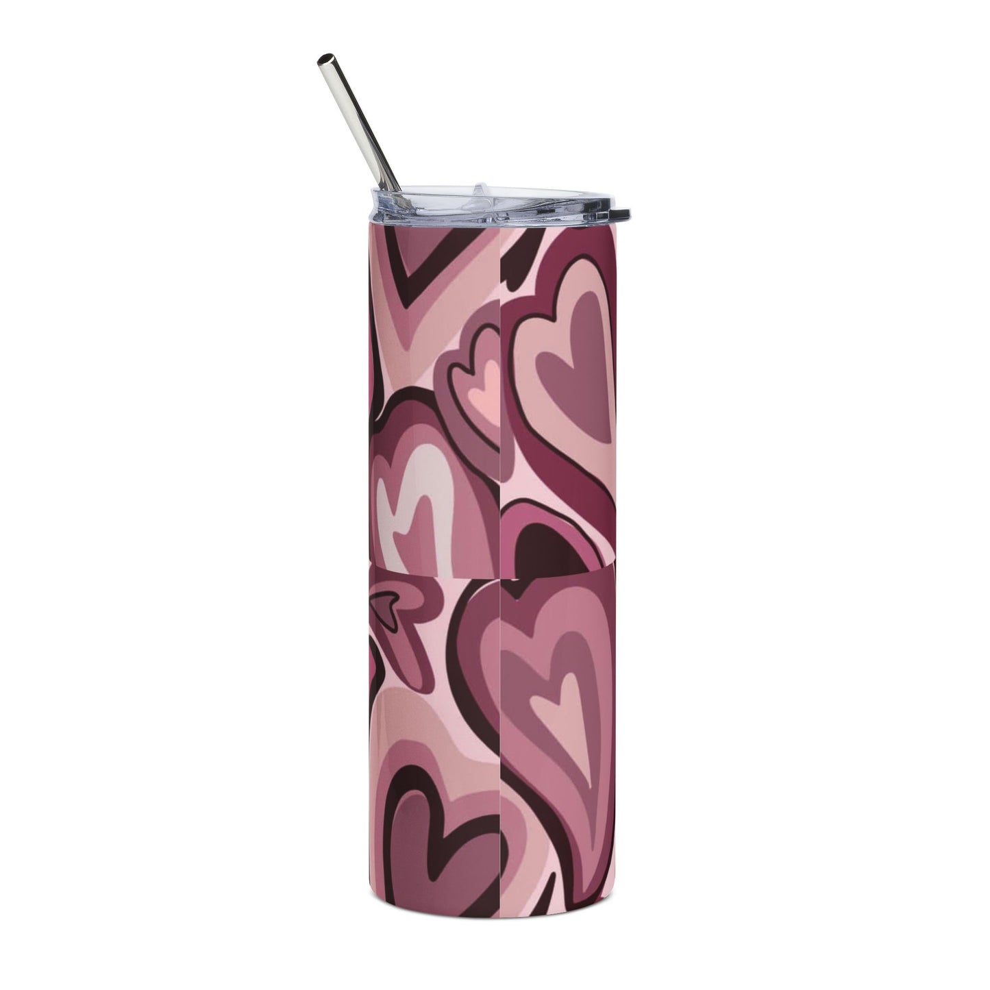 Personalize Initial Retro Hearts Stainless Steel Tumbler, 20oz