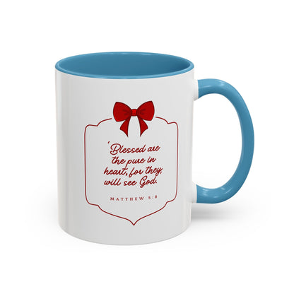 Inspirational Scripture Coffee Mug - "Blessed are the pure in heart" (Accent, 11/15oz)
