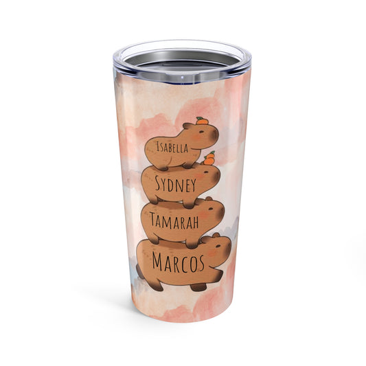 Personalized Animal Family Tumbler 20oz - Custom Name Watercolor Design