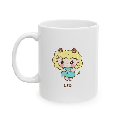 Cheerful Cartoon Character Ceramic Mug - Leo