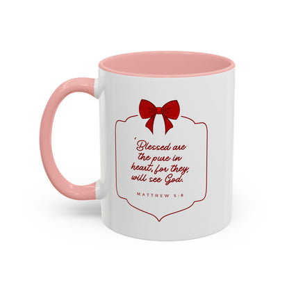 Inspirational Scripture Coffee Mug - "Blessed are the pure in heart" (Accent, 11/15oz)