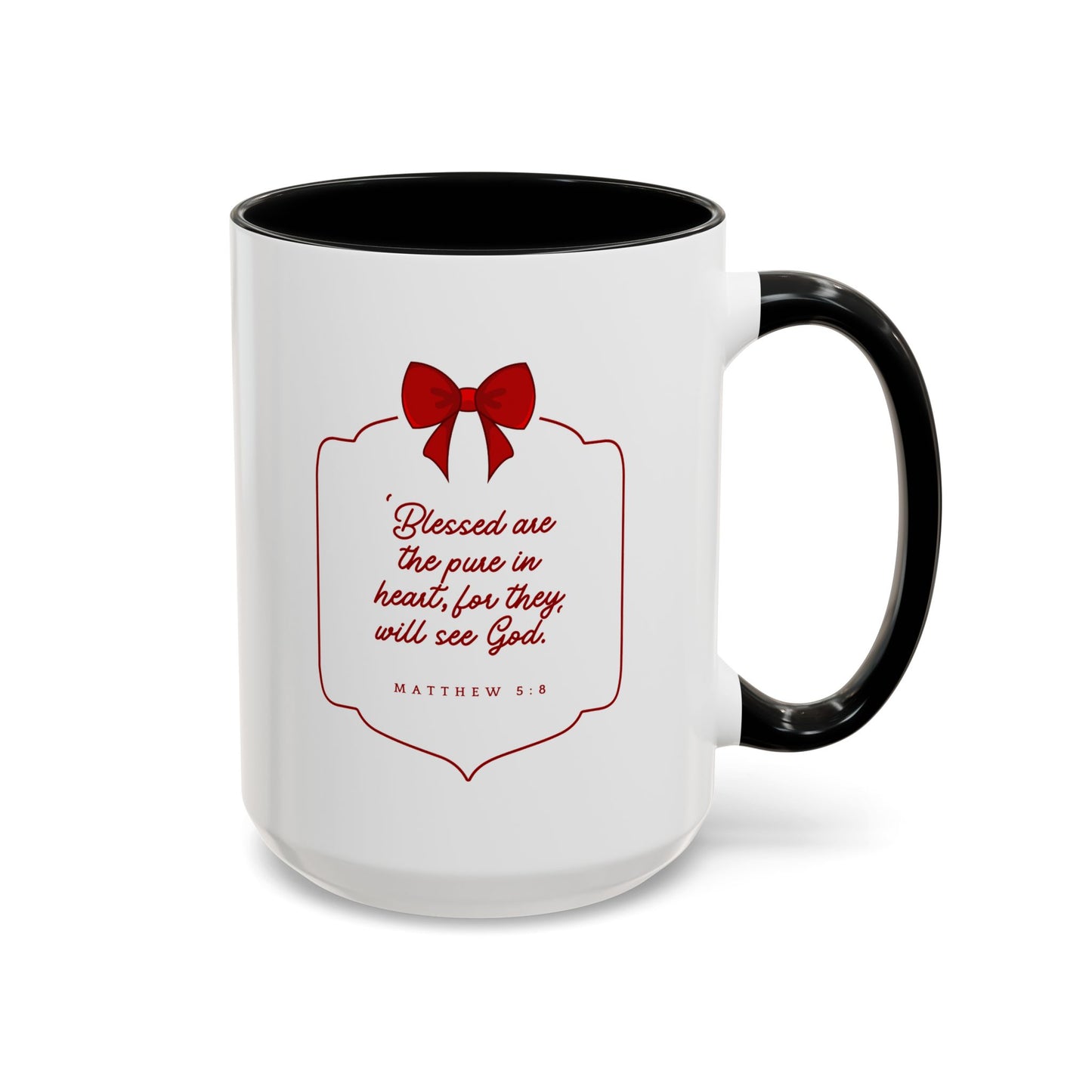 Inspirational Scripture Coffee Mug - "Blessed are the pure in heart" (Accent, 11/15oz)