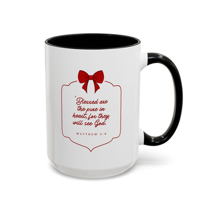 Inspirational Scripture Coffee Mug - "Blessed are the pure in heart" (Accent, 11/15oz)