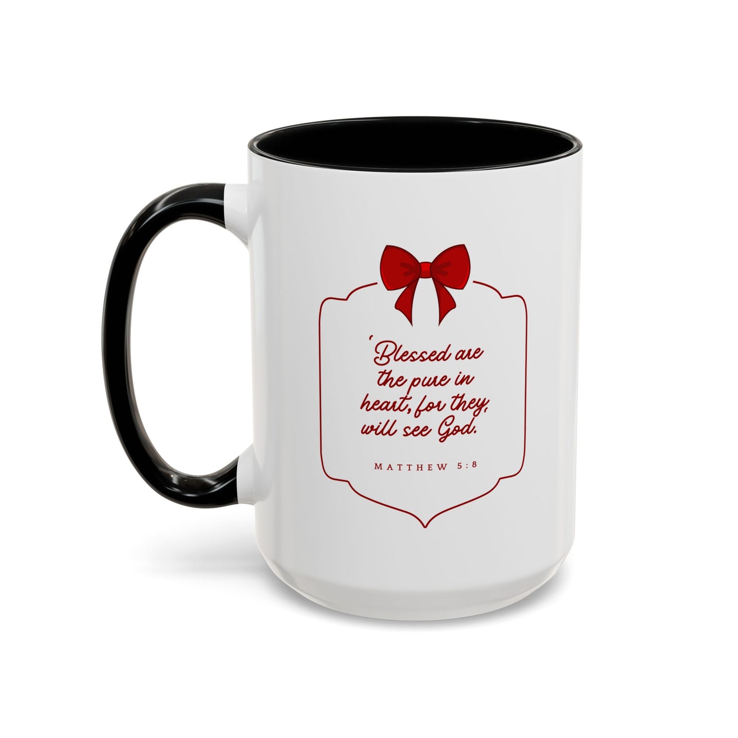 Inspirational Scripture Coffee Mug - "Blessed are the pure in heart" (Accent, 11/15oz)
