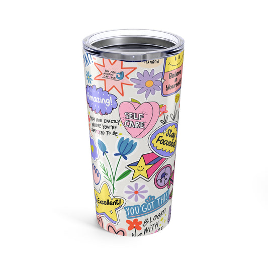 Colorful Motivate Tumbler - Inspiring Self-Care Design, Travel Mug, Gift for Friends, Inspirational Drinkware, Positivity Cup