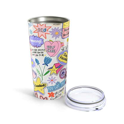 Colorful Motivate Tumbler - Inspiring Self-Care Design, Travel Mug, Gift for Friends, Inspirational Drinkware, Positivity Cup