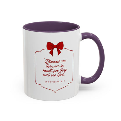 Inspirational Scripture Coffee Mug - "Blessed are the pure in heart" (Accent, 11/15oz)