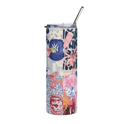 Chic Floral Stainless Steel Tumbler, 20oz | Drinkware for Parties, Gifts, Home, Travel Mugs, Summer Vibes, Sipping in Style